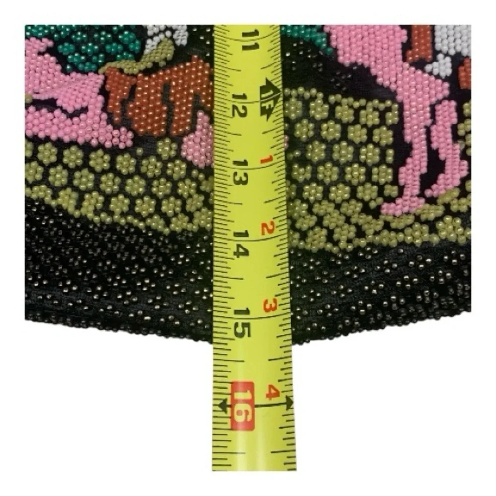 VTG‎ Multi-Color Fully Beaded Holy Land Drawstring Vacation Tote